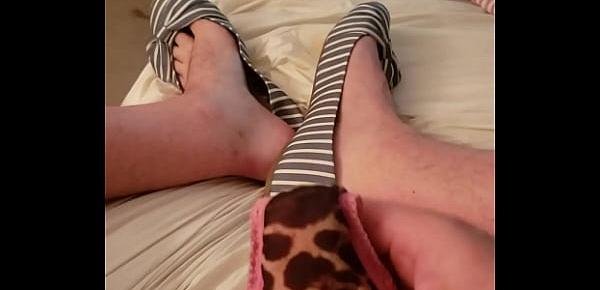  Jacking off in little sisters panties while wearing my exes flats.